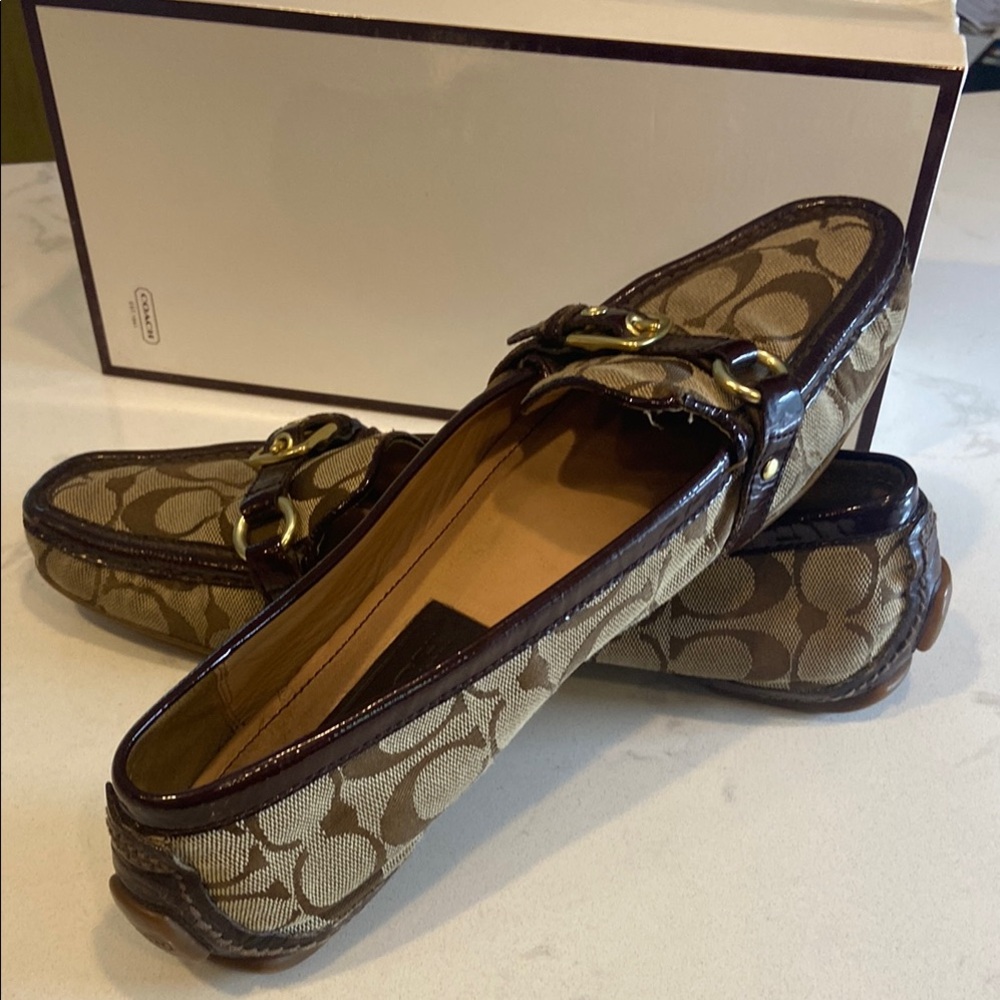 Coach Signature Canvas Brown & Tan Loafers